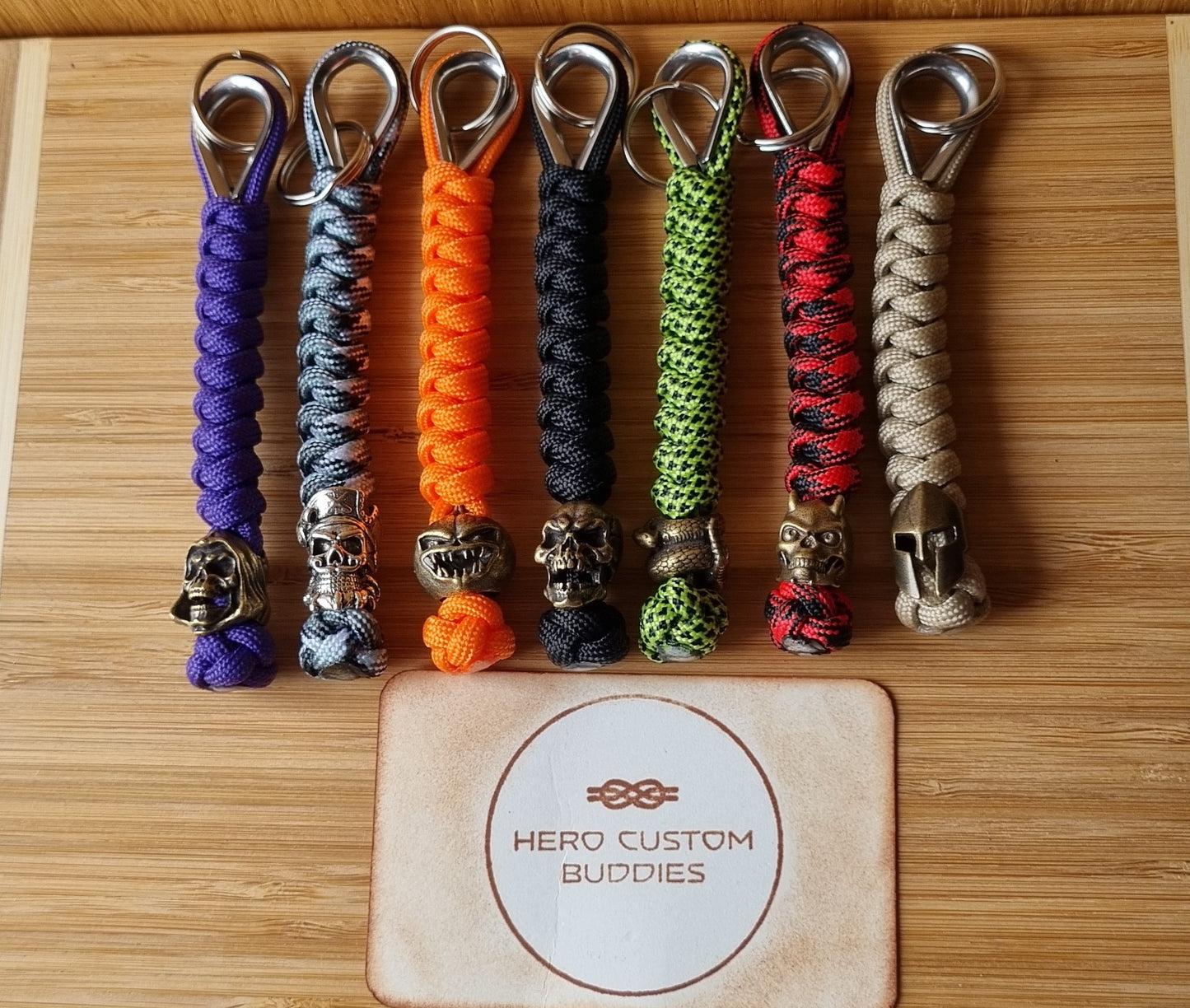Devil Skull Pirate Spartan Warrior Paracord EDC Keychain