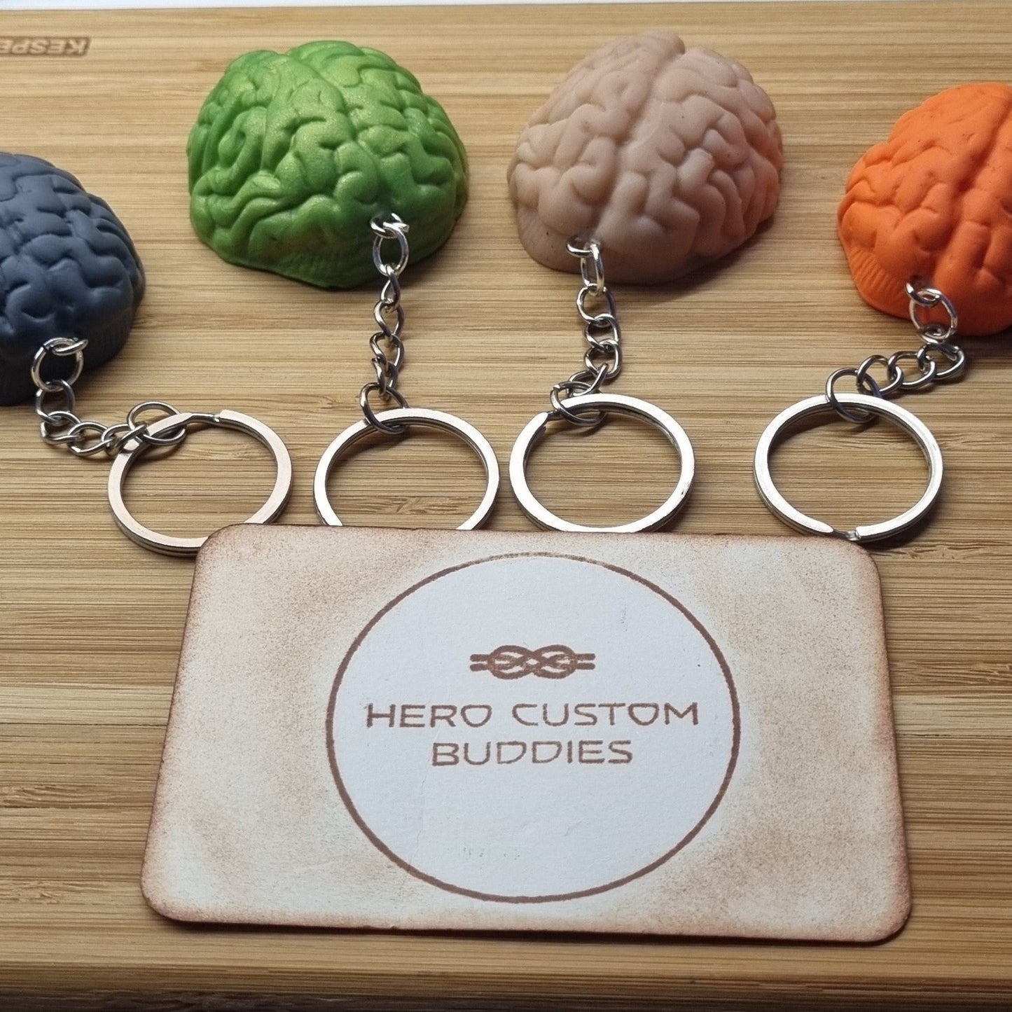 Handmade Zombie Brain Keychain – Polymer Clay Horror Charm – Creepy Cute Gift