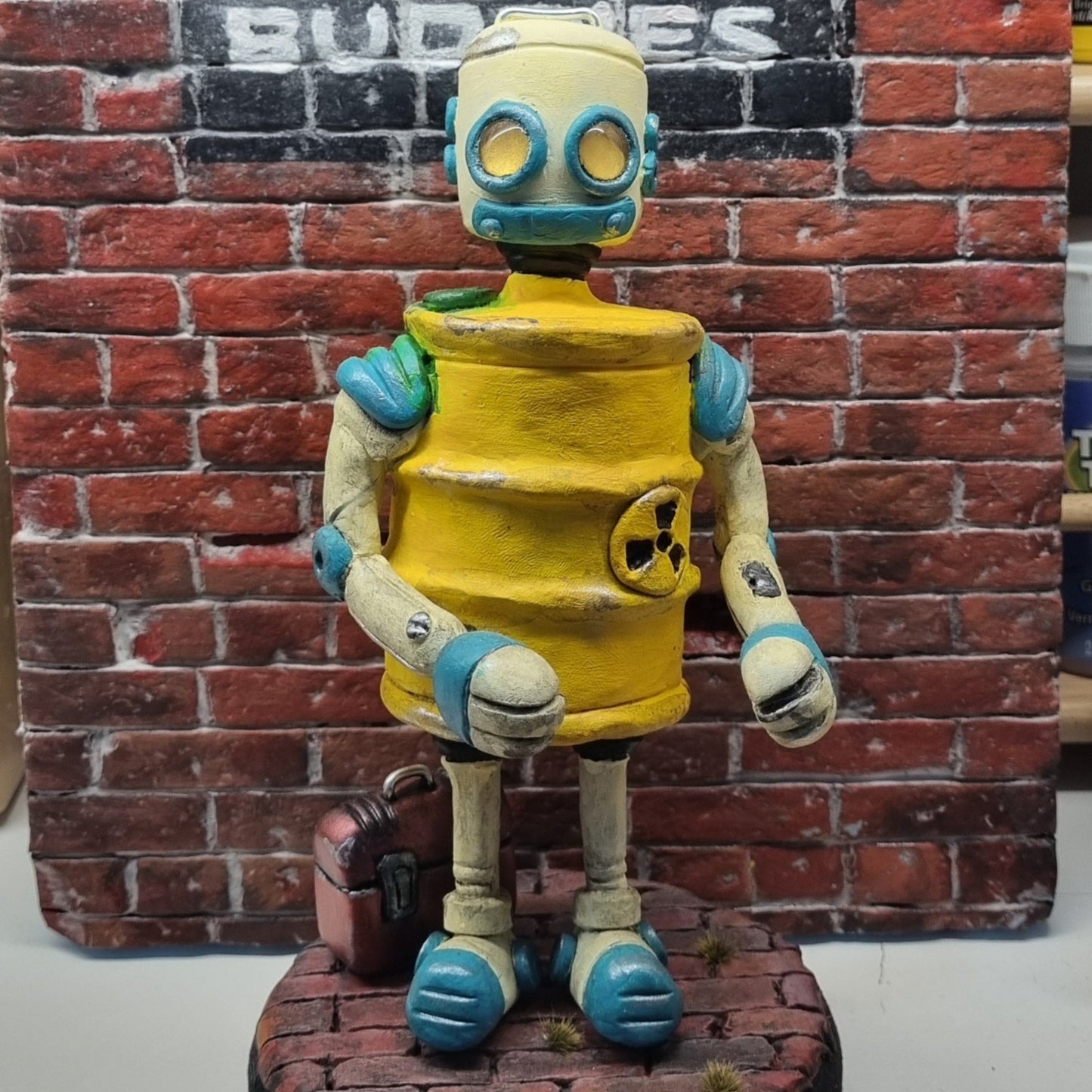 Toxic Waste Barrel Robot Sculpture Figure