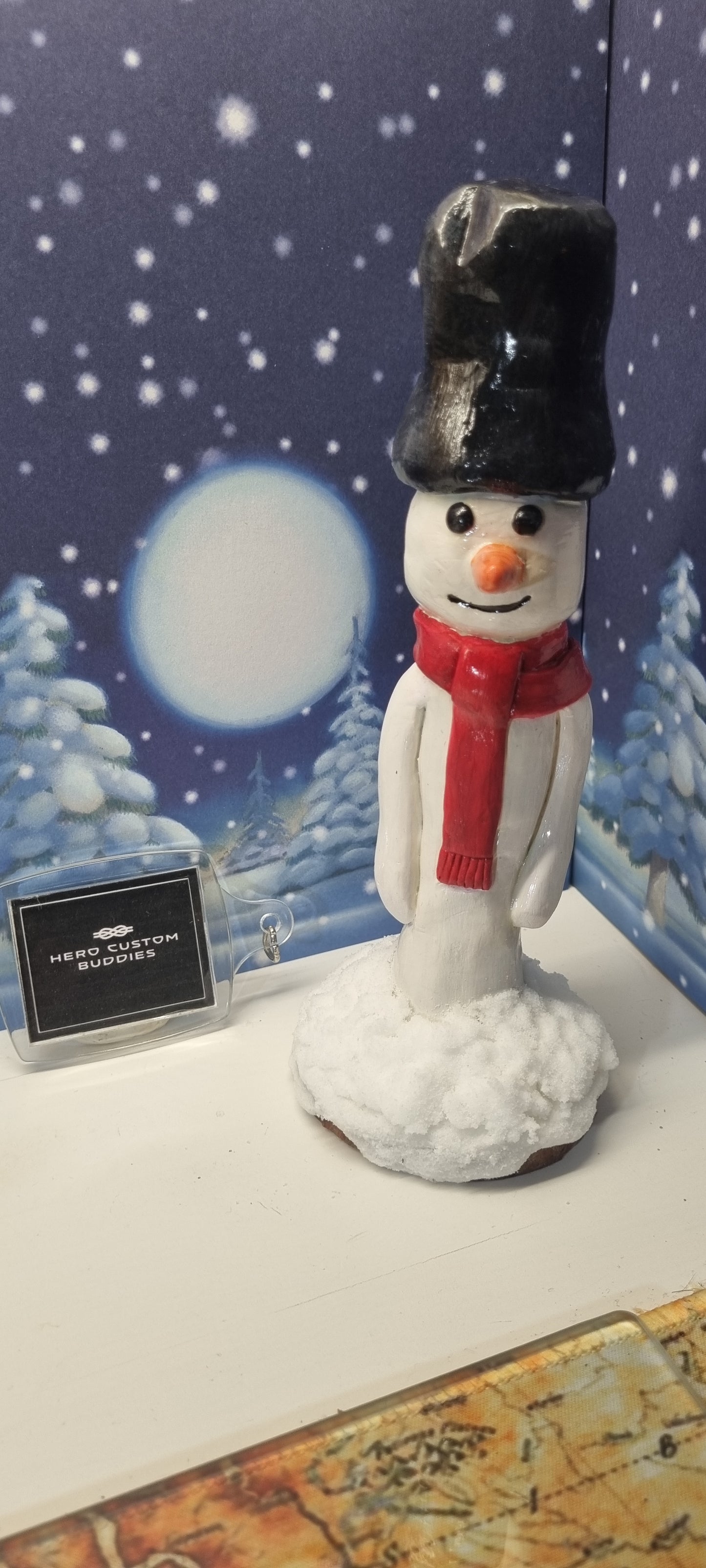 Tipsy Slim Snowman Ornament - Red Scarf