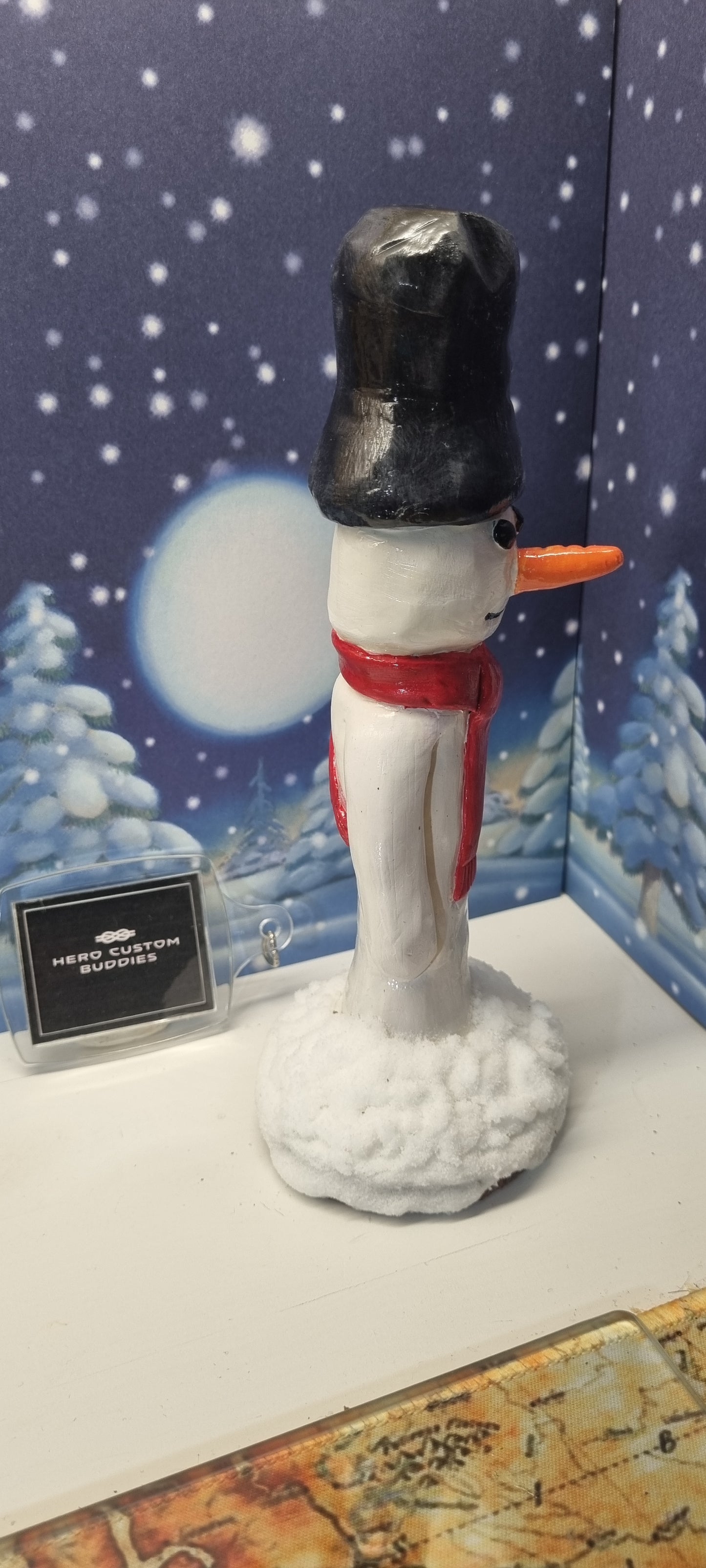 Tipsy Slim Snowman Ornament - Red Scarf