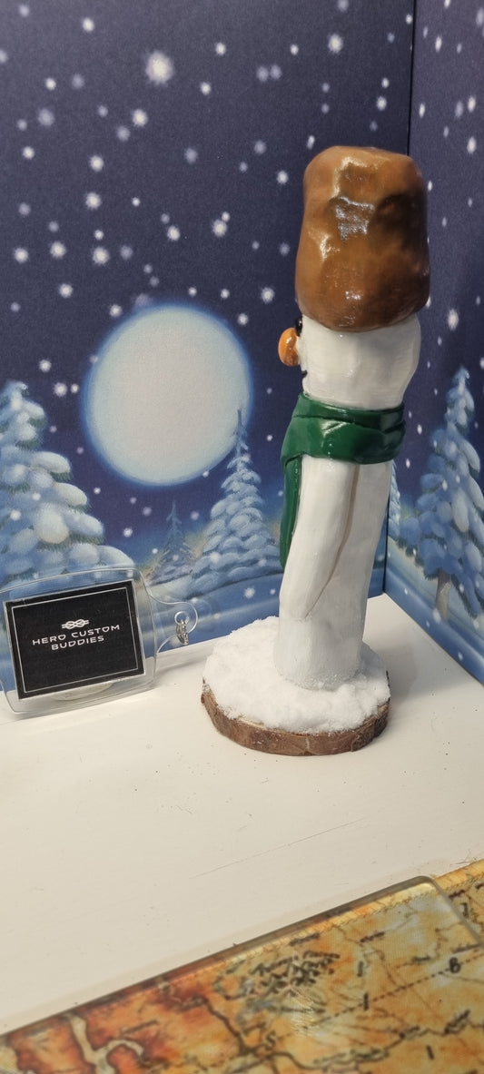 Tipsy Slim Snowman Sculpture - Green Scarf