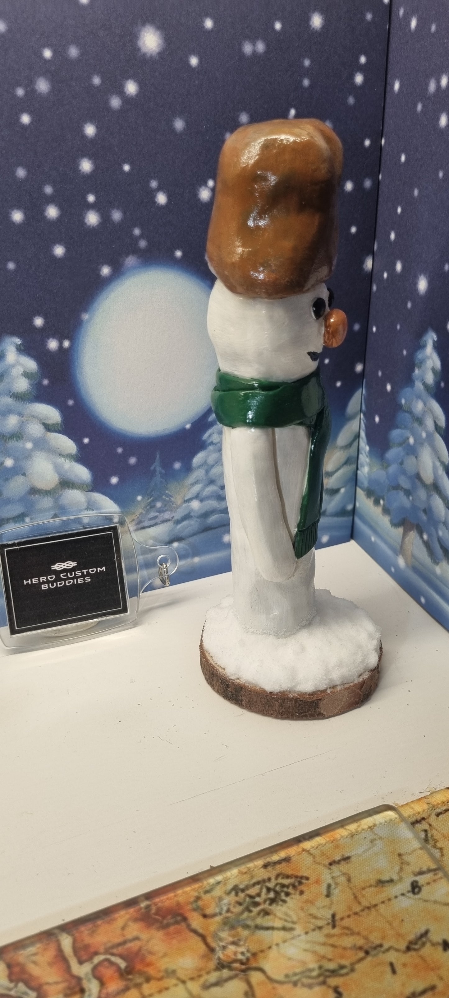 Tipsy Slim Snowman Sculpture - Green Scarf