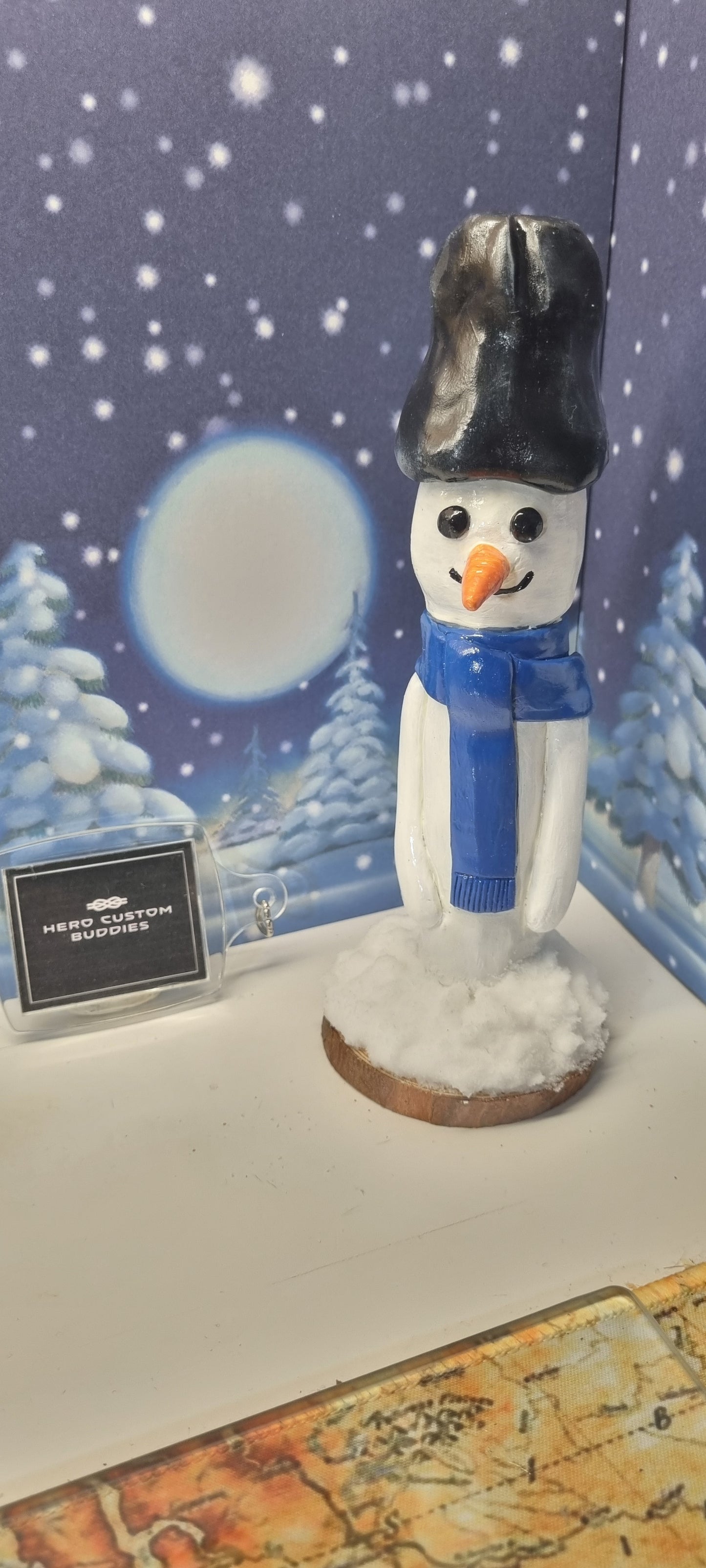Tipsy Slim Snowman Figurine Ornament - Blue Scarf