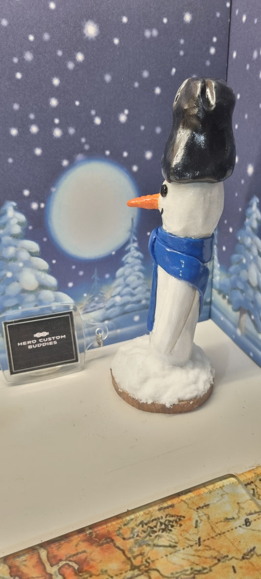 Tipsy Slim Snowman Figurine Ornament - Blue Scarf