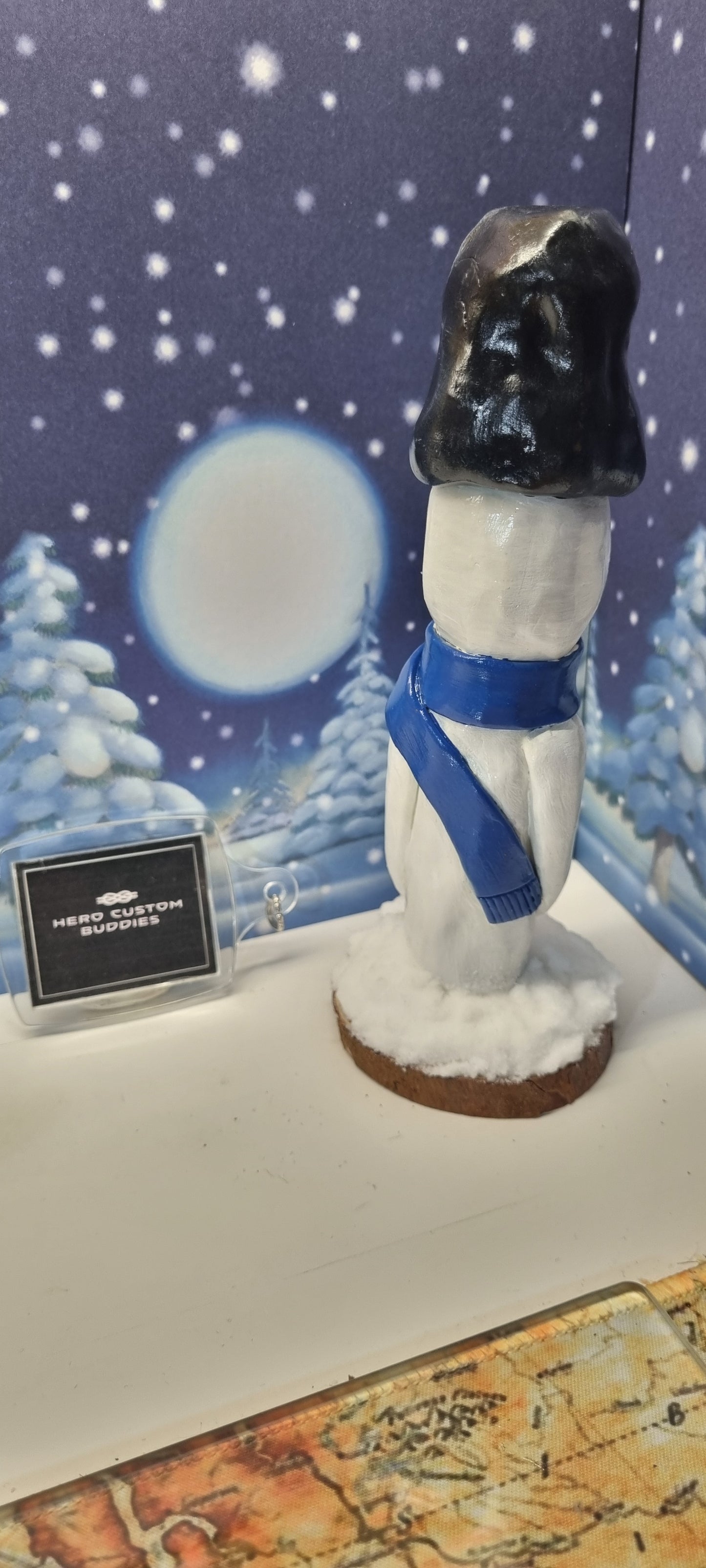 Tipsy Slim Snowman Figurine Ornament - Blue Scarf
