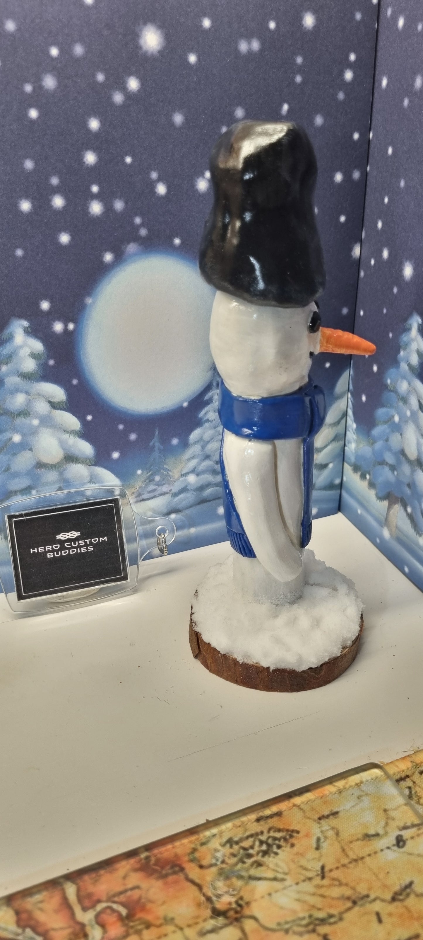 Tipsy Slim Snowman Figurine Ornament - Blue Scarf