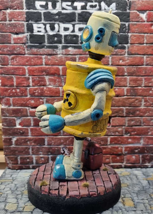 Toxic Waste Barrel Robot Sculpture Figure