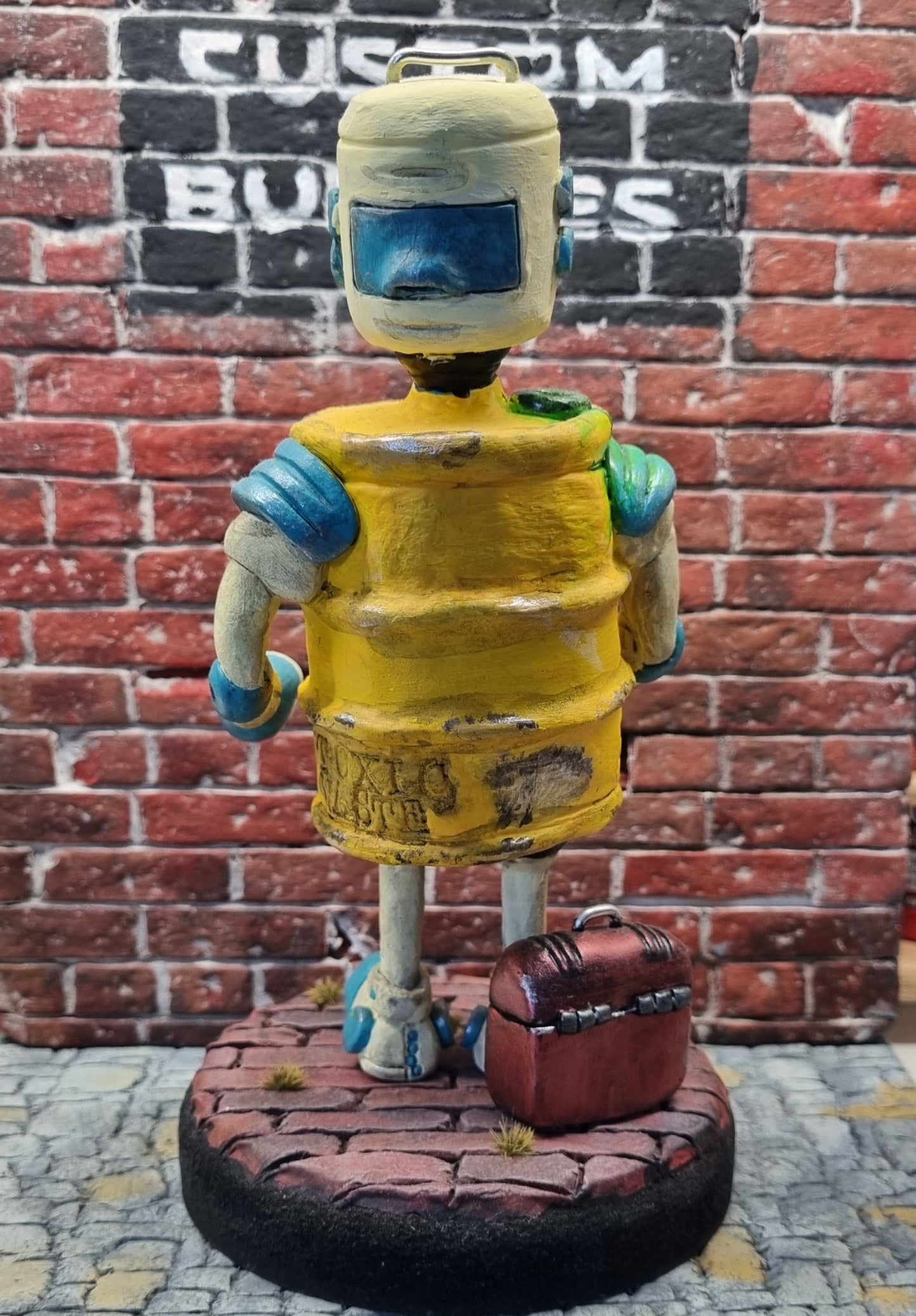 Toxic Waste Barrel Robot Sculpture Figure