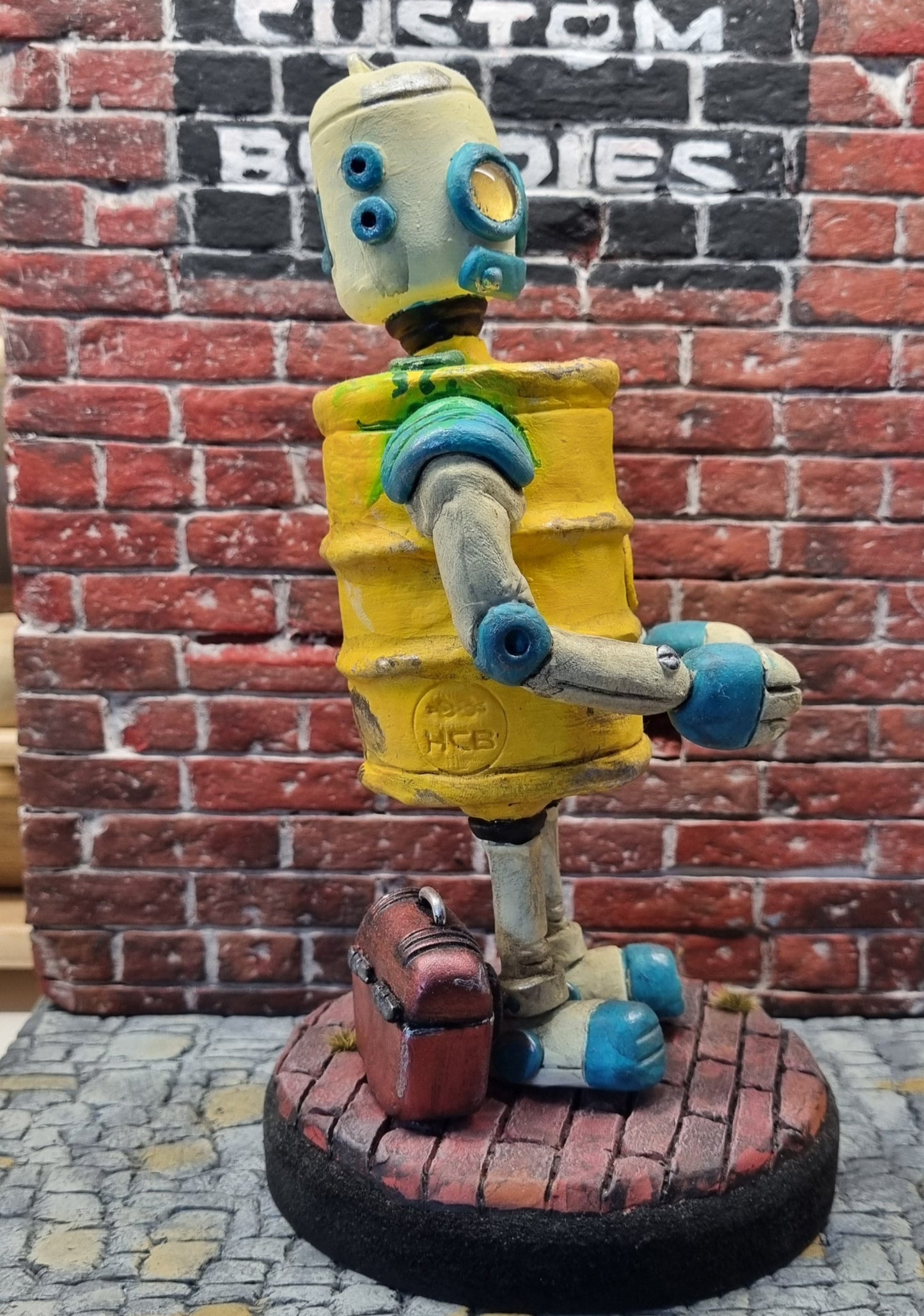 Toxic Waste Barrel Robot Sculpture Figure
