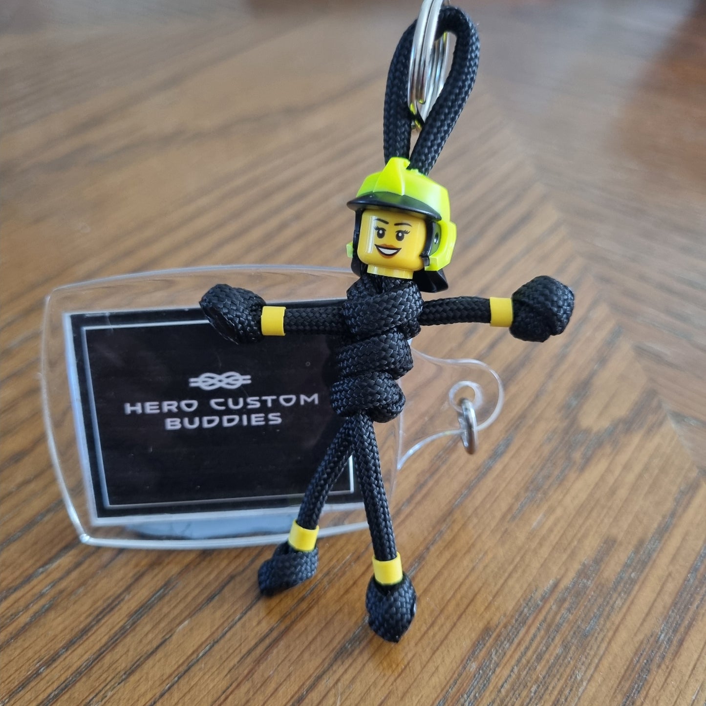 Firefighter Black uniform Paracord Buddy Keychain