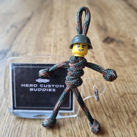 Army Soldier Paracord Buddy Keychain - Green Or Beige Helmet