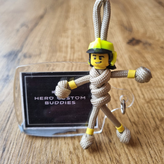 Firefighter Paracord Buddy Keychain - Beige/Gold Uniform