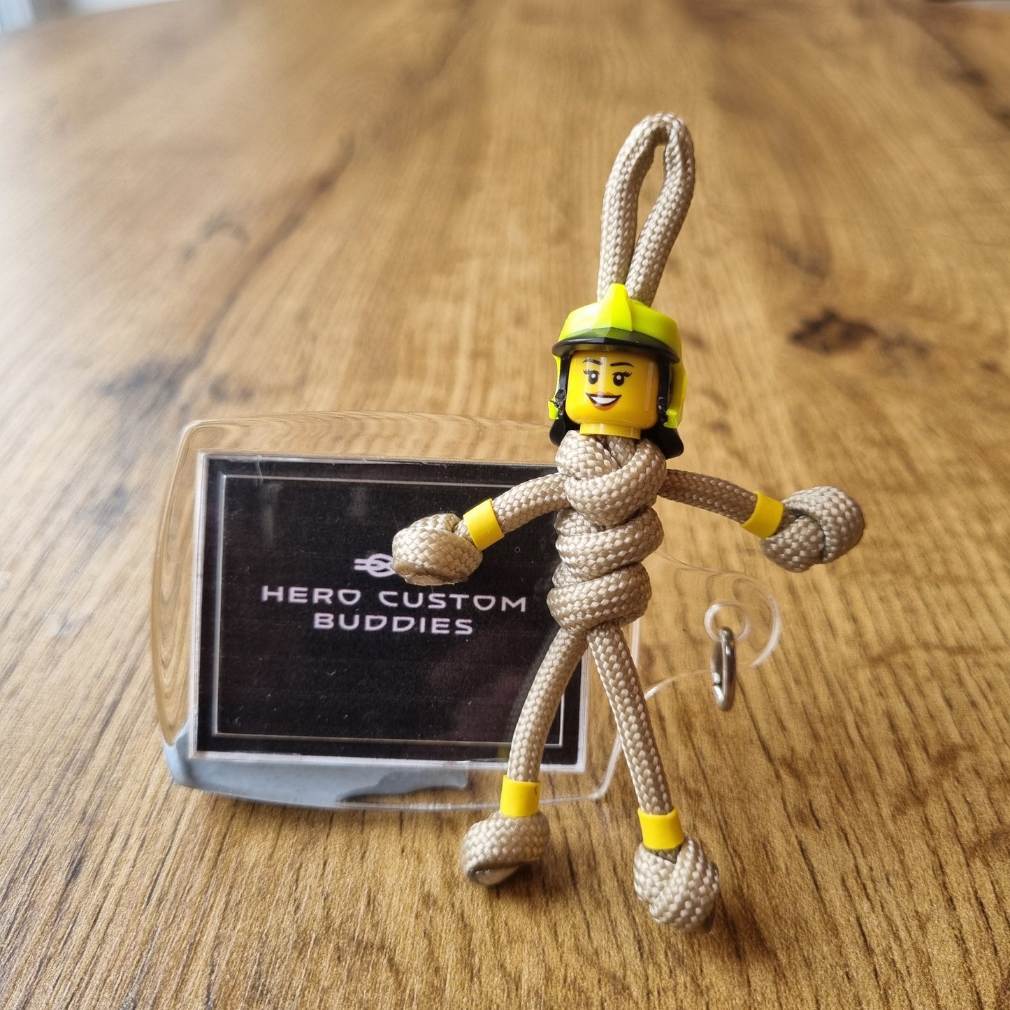 Firefighter Paracord Buddy Keychain - Beige/Gold Uniform