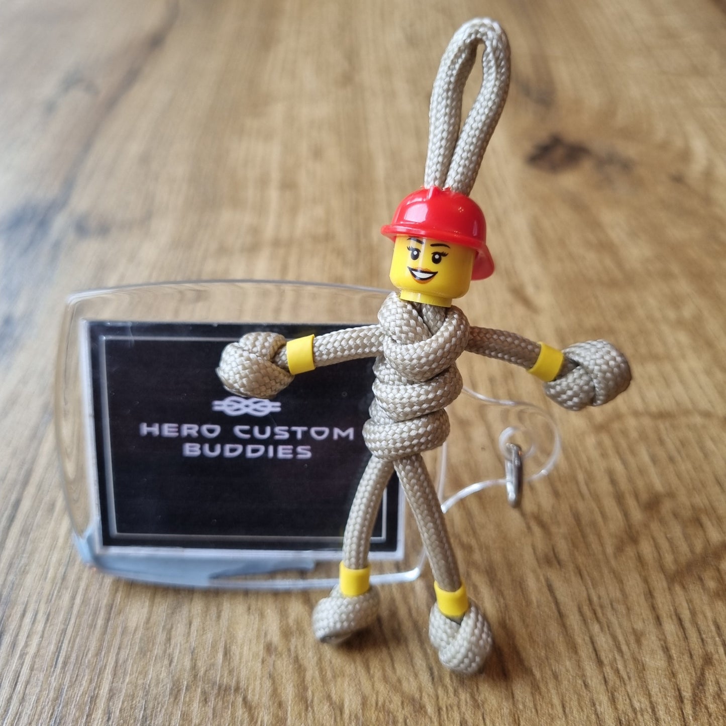Firefighter Paracord Buddy Keychain - Beige/Gold Uniform