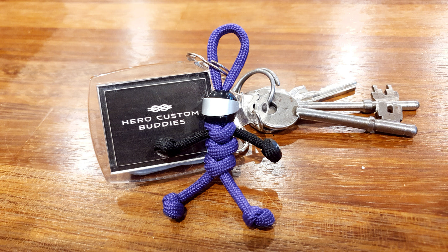 Biker Buddy Purple with Silver Visor Paracord Keychain