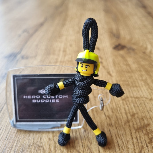 Firefighter Black uniform Paracord Buddy Keychain