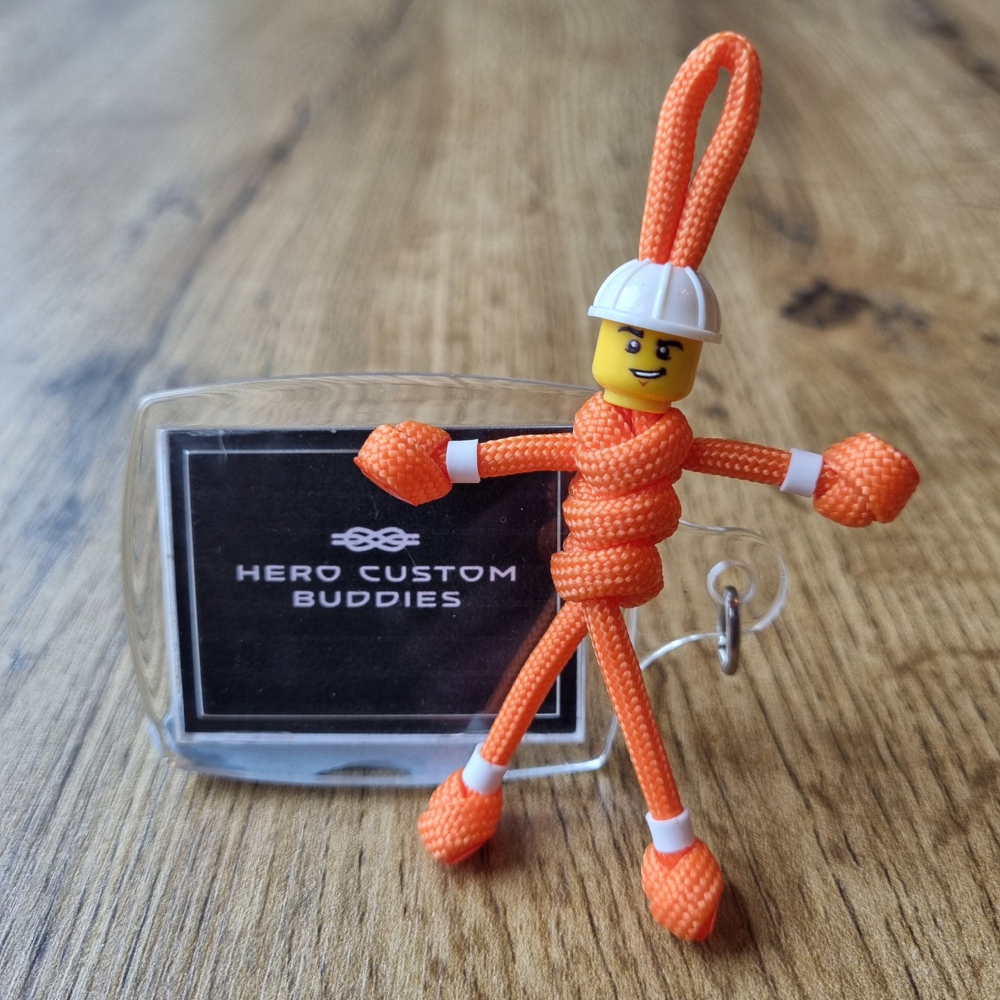 Construction Worker Engineer Builder Keyworker in Orange Hi-Vis Paracord Buddy