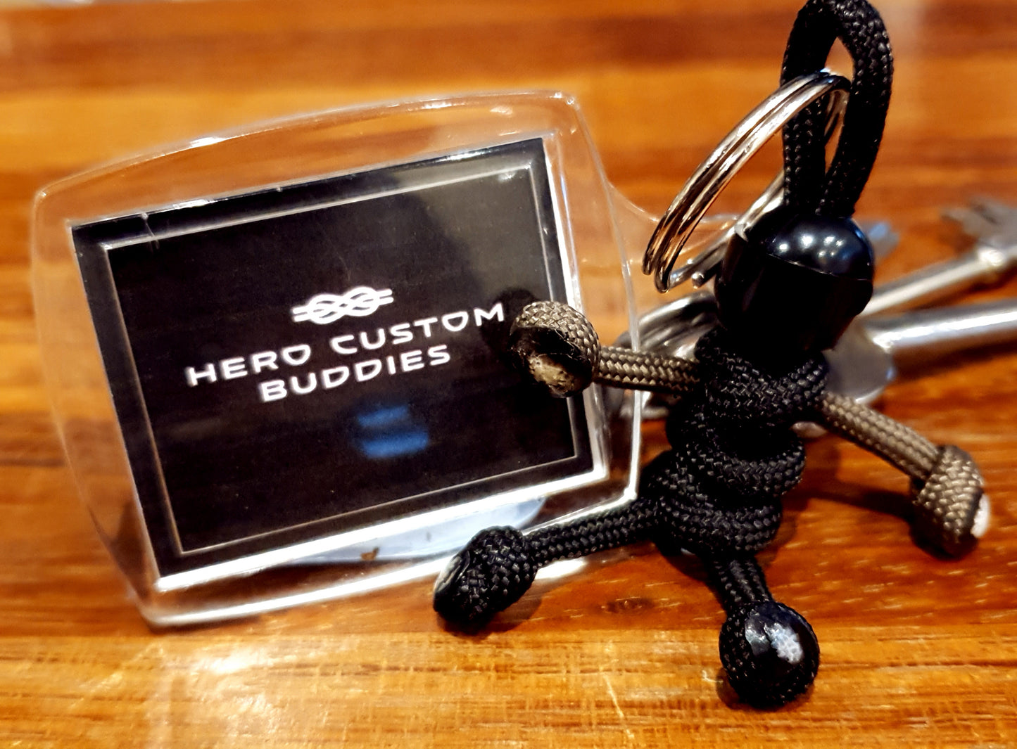 Biker Buddy Black and Grey Paracord Keychain