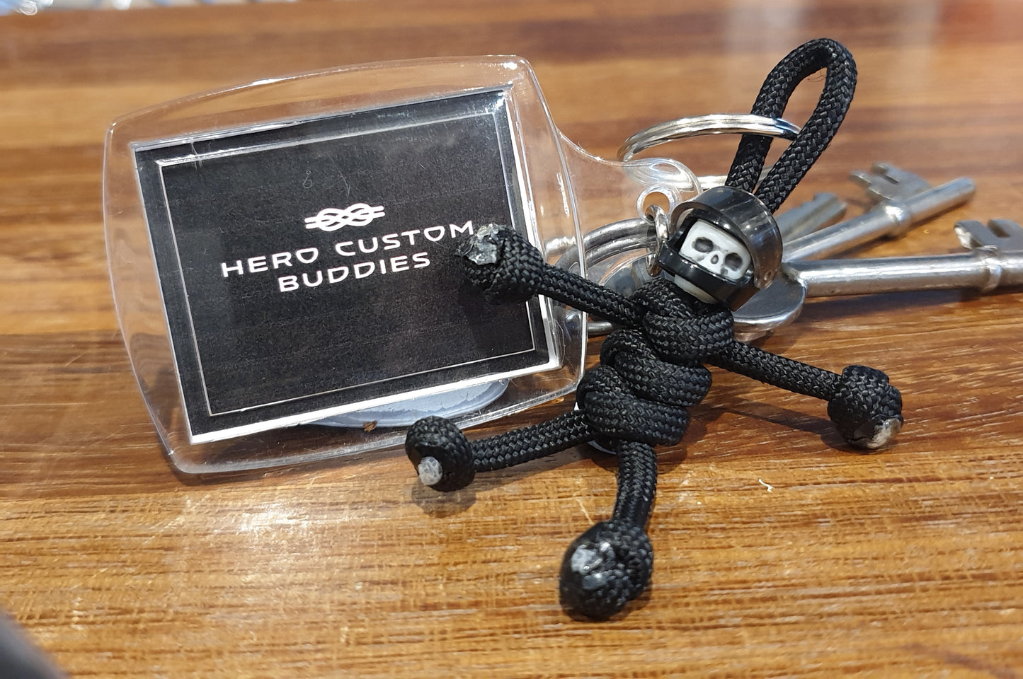 Skull Biker Buddy Black Paracord Keychain