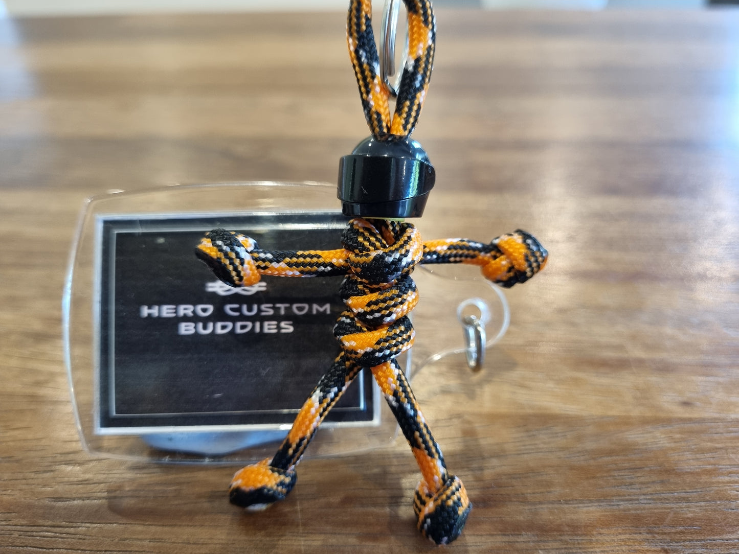 Biker Buddy Orange & Black Camo Paracord Keychain