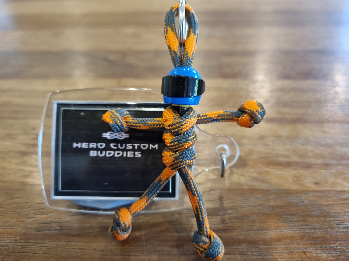 Orange and Blue Camo Biker Buddy Paracord Keychain