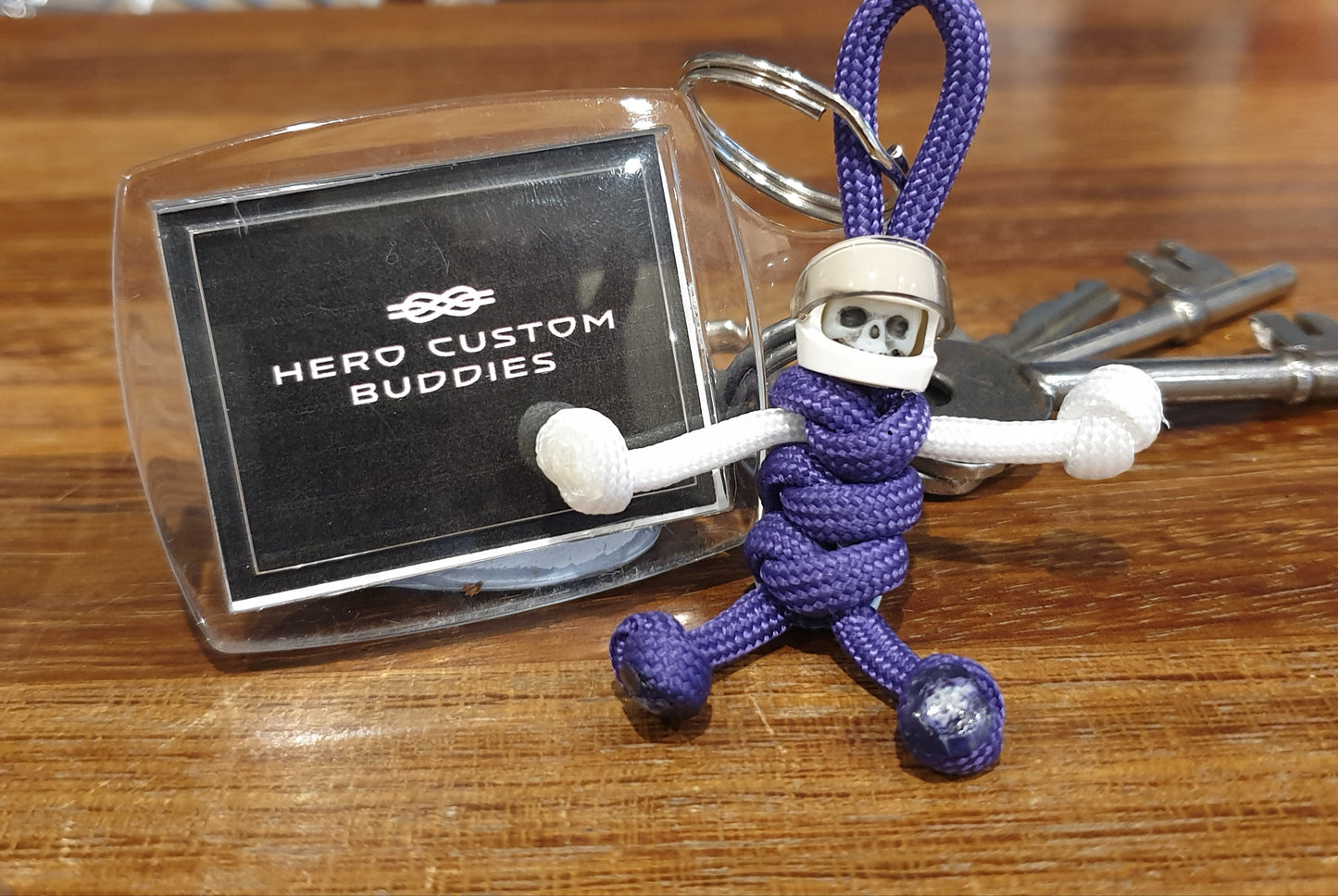Skull Biker Buddy Purple Paracord Keychain