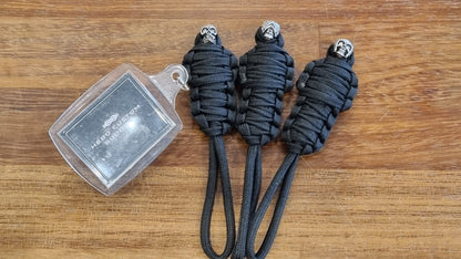 Set of 3 Mummy Metal Bead Skulls Paracord Keychains