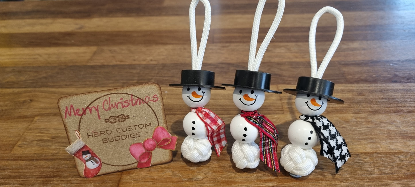 Wooden Snowman Paracord Christmas Tree Decoration