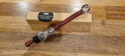 Metal Pirate Skull & Compass Bead stitched Paracord Lanyard / Keychain