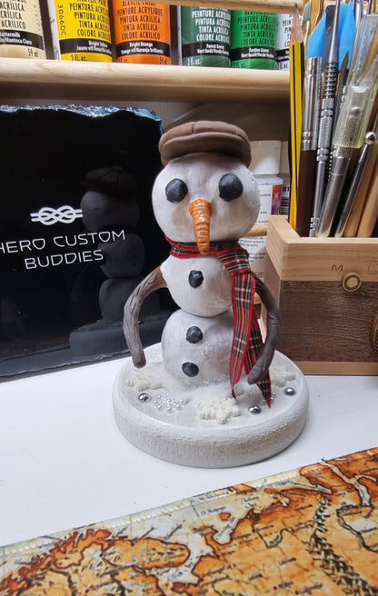 Snowman Polymer Clay Figure Desk Buddy