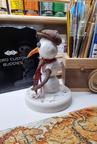 Snowman Polymer Clay Figure Desk Buddy