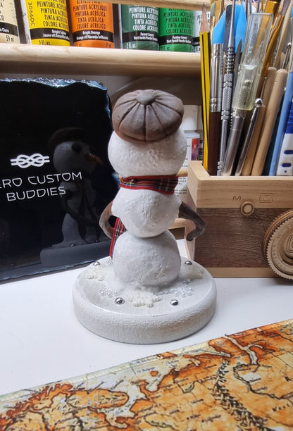 Snowman Polymer Clay Figure Desk Buddy