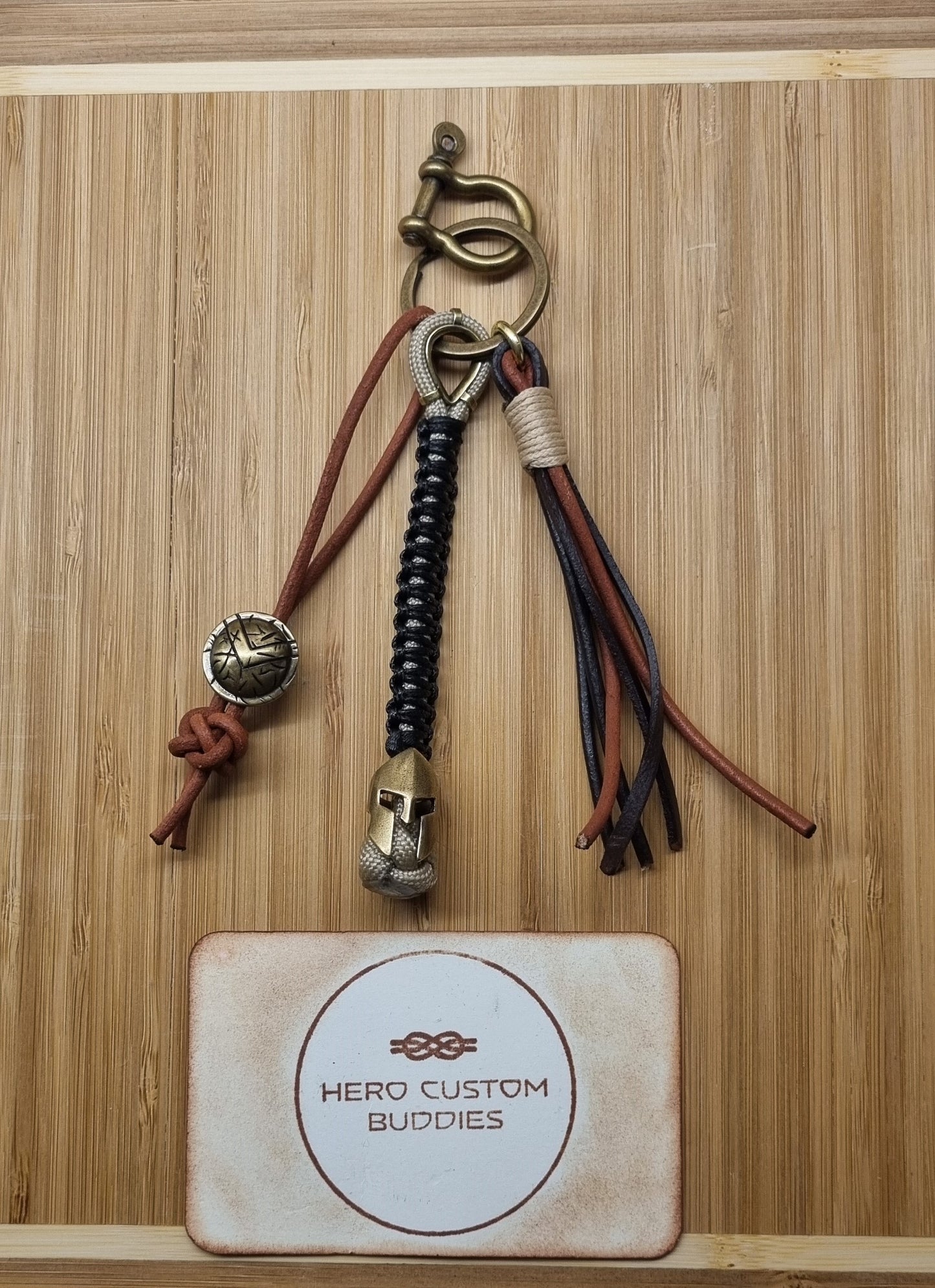 Spartan Warrior Paracord & Leather Keychain