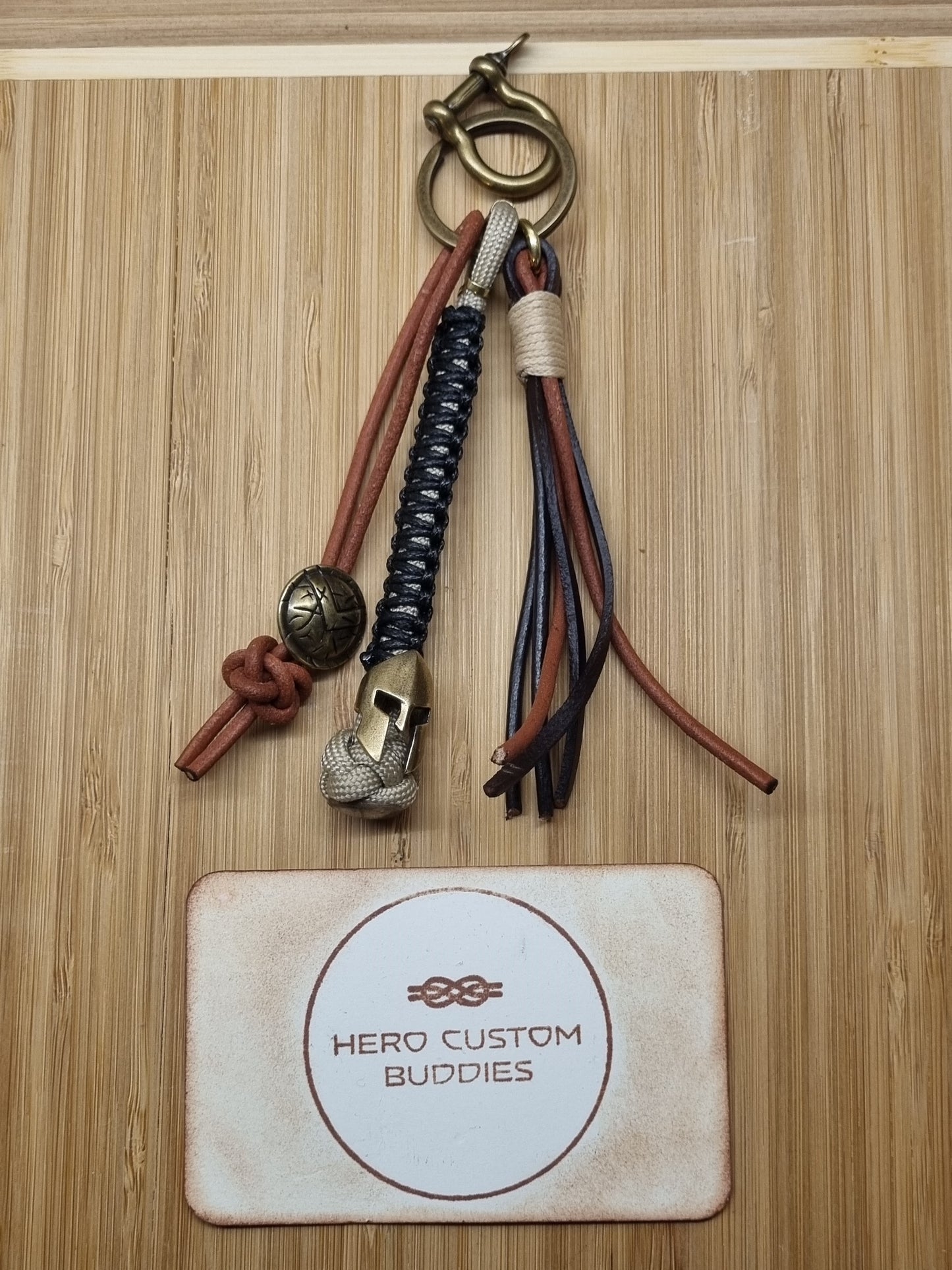 Spartan Warrior Paracord & Leather Keychain