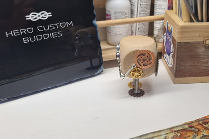 Wooden Steampunk Robot Desk Buddy