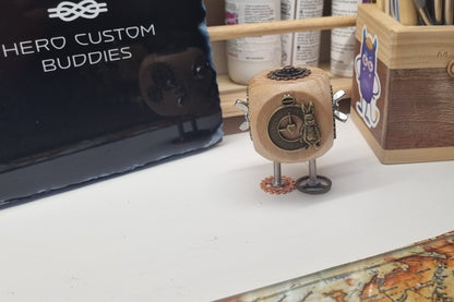 Wooden Steampunk Robot Desk Buddie