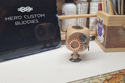 Wooden Steampunk Robot Desk Buddie