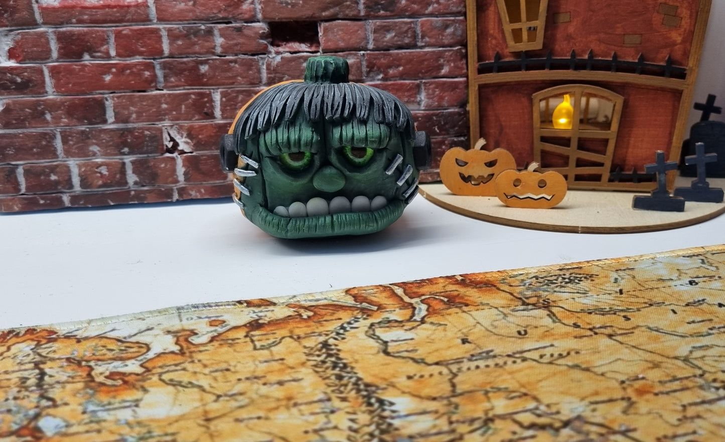 Franken Pumpkin Halloween Decoration