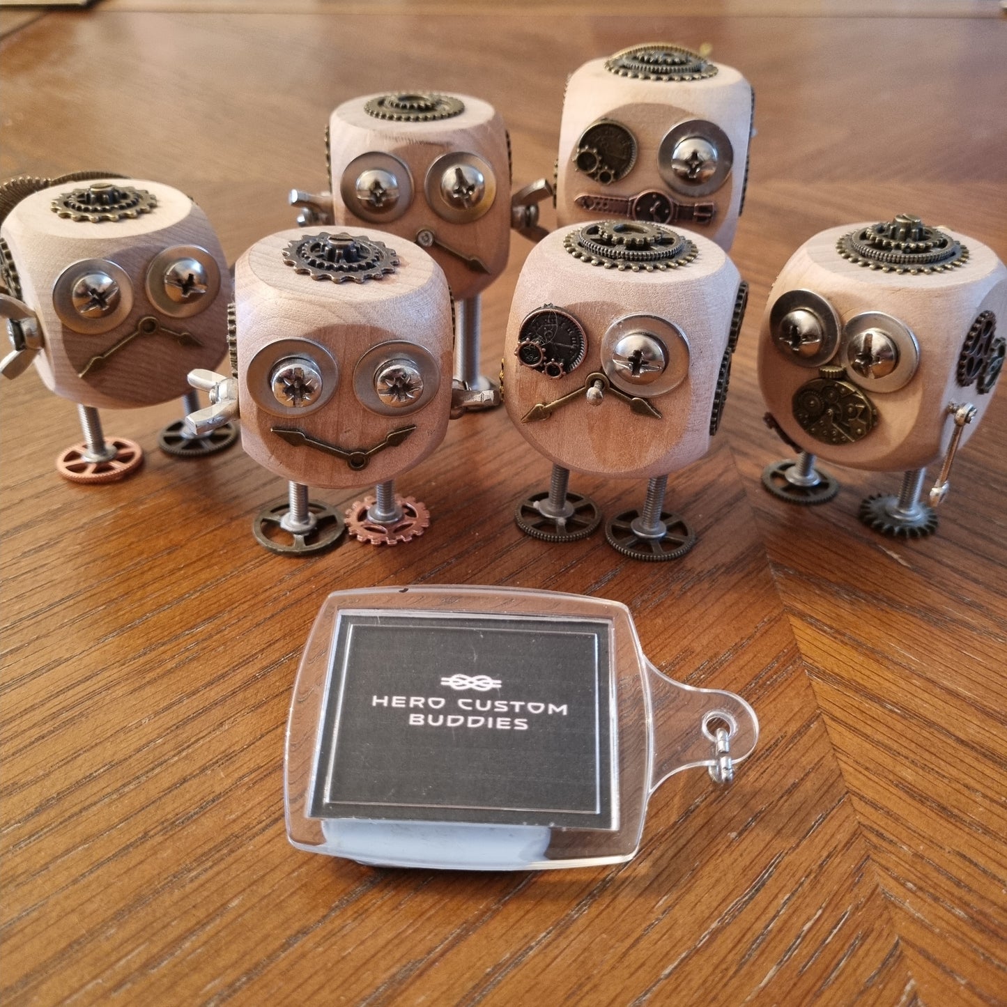 Wooden Steampunk Robot Desk Buddy Ornament