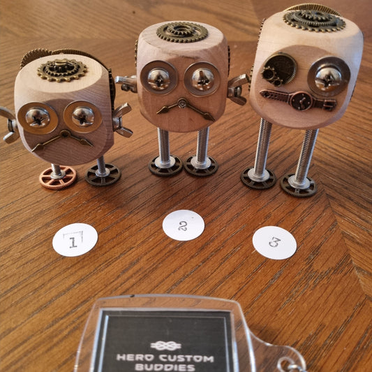 Wooden Steampunk Robot Desk Buddy Ornament