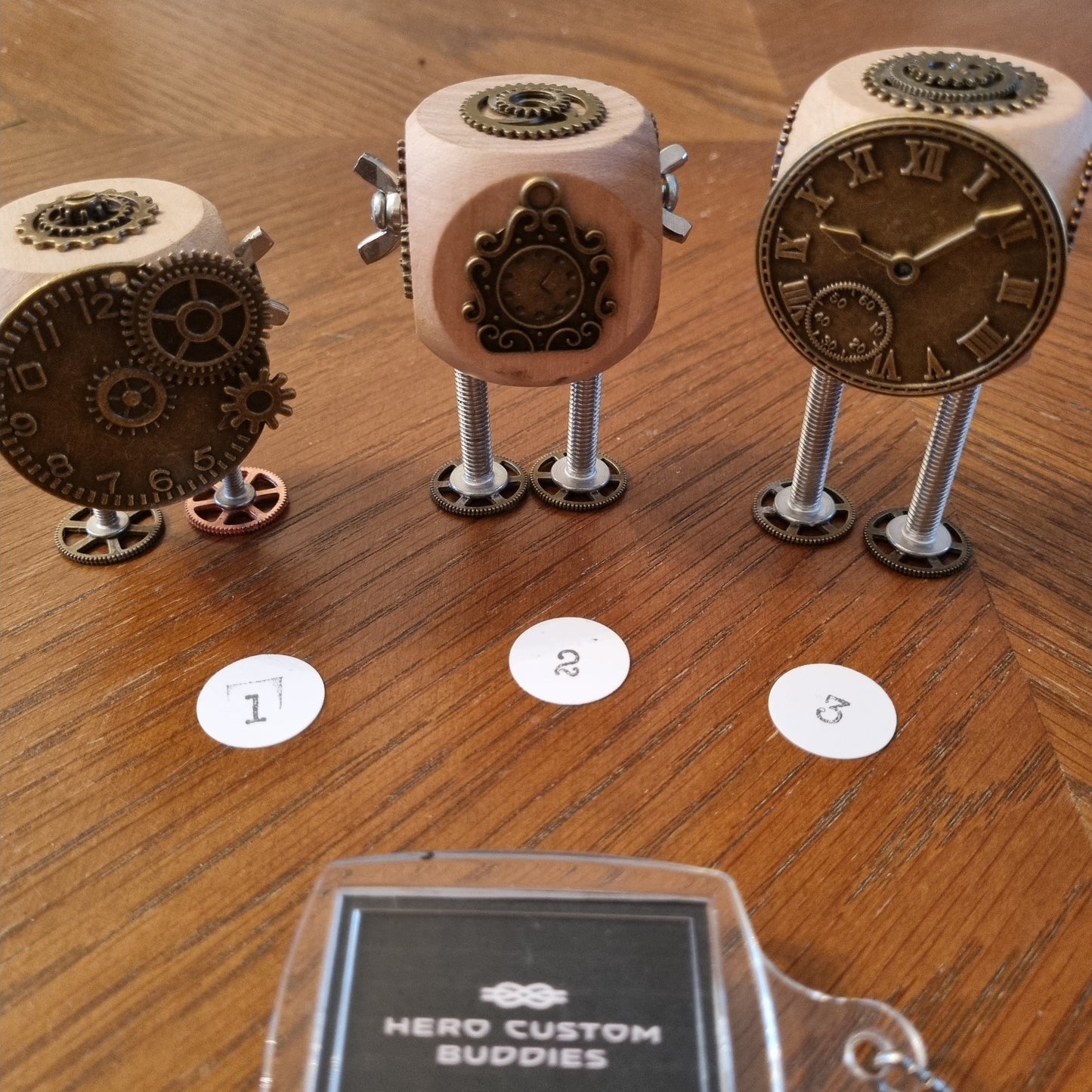 Wooden Steampunk Robot Desk Buddy Ornament