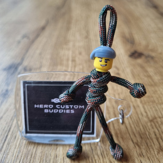 Army Soldier Blue Grey Beret Paracord Buddy