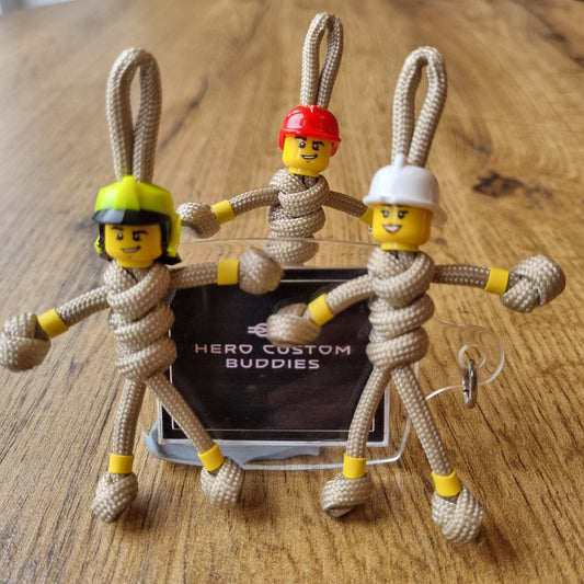 Firefighter Paracord Buddy Keychain - Beige/Gold Uniform
