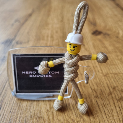 Firefighter Paracord Buddy Keychain - Beige/Gold Uniform