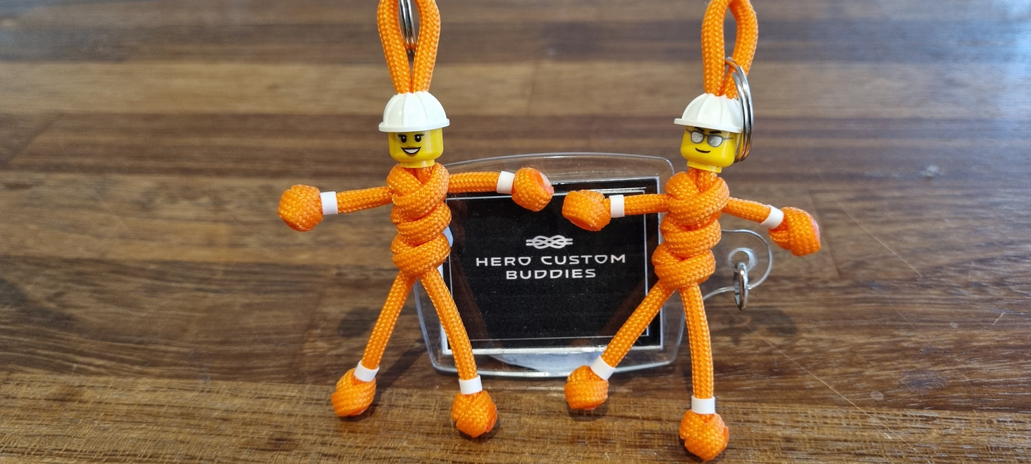 Construction Worker Engineer Builder Keyworker in Orange Hi-Vis Paracord Buddy