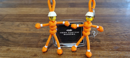 Construction Worker Engineer Builder Keyworker in Orange Hi-Vis Paracord Buddy