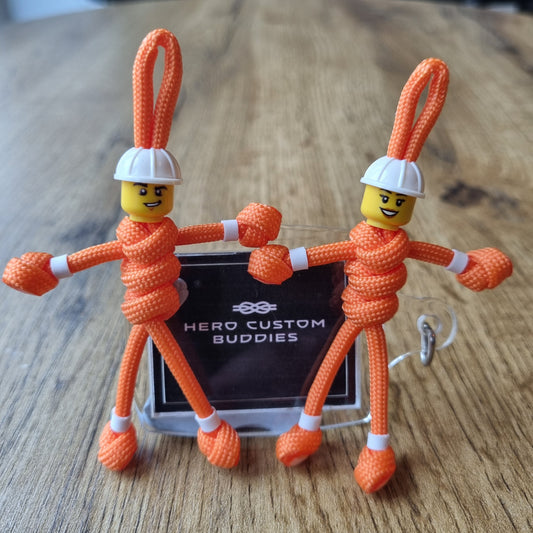 Construction Worker Engineer Builder Keyworker in Orange Hi-Vis Paracord Buddy