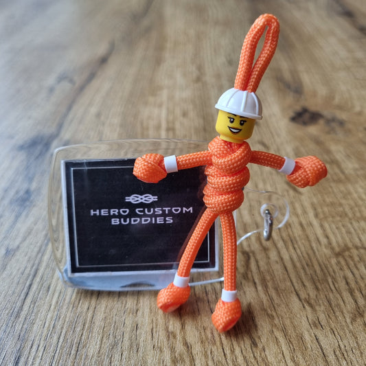Construction Worker Engineer Builder Keyworker in Orange Hi-Vis Paracord Buddy