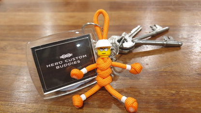 Construction Worker Engineer Builder Keyworker in Orange Hi-Vis Paracord Buddy